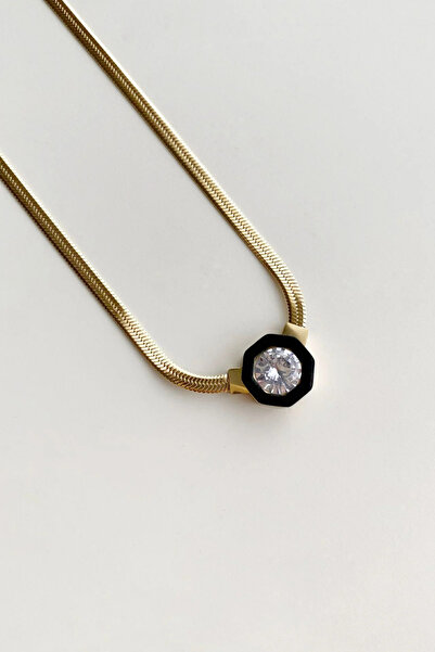 Leo'Stone قلادة نسائية من الفولاذ الإيطالي بسلسلة ثمانية الأضلاع مرصعة بأحجار الزركون من السلسلة الخاصة