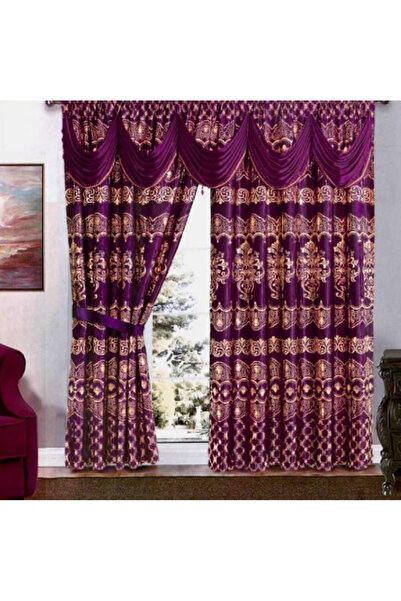 Lisinya Jacquard Curtain, 300 x 250, Purple
