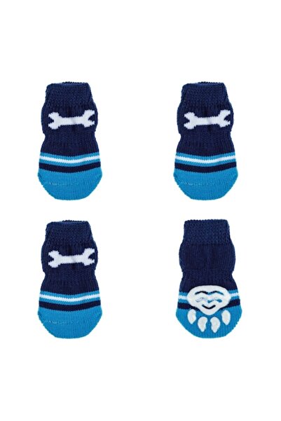OEM Dog Socks, Blue Stripes, Set of 4, One Size INTL