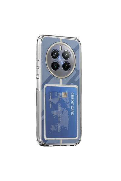 Hatreds Realme 12 Pro İçin Uyumlu Kart Bölmeli Şeffaf Köşe Korumalı Kılıf