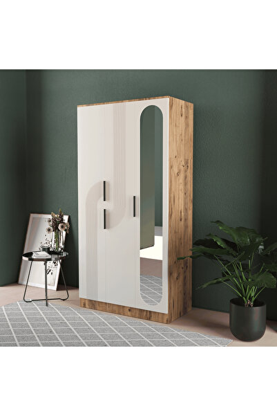 Teen & Bright EKİN 3 KAPAKLI EKO BAZALI GARDIROP - MDF KAPAK