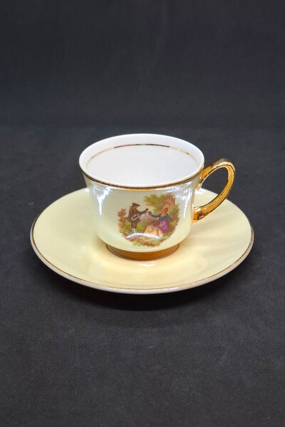 ABBETC Silvestre France Vintage Porcelain Tea/Coffee Cup 2 Pieces 90 ml