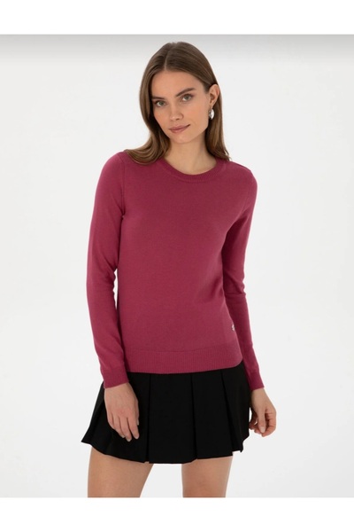 Pierre Cardin Women's Dusty Rose Slim Fit Knitwear Sweater Crew Neck Long Sleeve Basic 50315758-Vr026