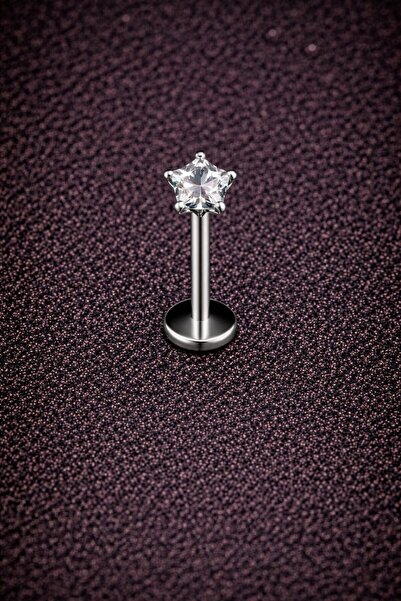 ömay takı Zirkon Yıldız Opak 316l Cerrahi Çelik Labret Piercing