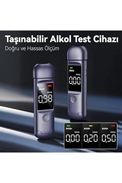 Teletek Dijital Alkolmetre Nefes Ölçerli – Type-C Şarjlı, CE Belgeli, Hızlı Ö...