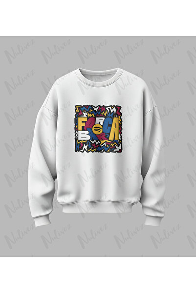 Nulivez Barca Design Printed High Quality Unisex Oversized O Neck Sweatshirt