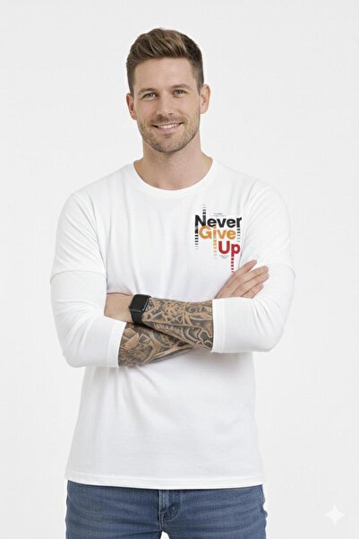 Me&On WEAR Never Give up Printed Men's Long Sleeve T-Shirt