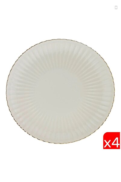 Kütahya Porselen Bone Luz Gold Mesh Serving Plate 27cm Set of 4