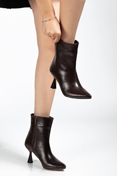 Budi 4701 Brown Wrinkled Square Heel Daily Women's Boots