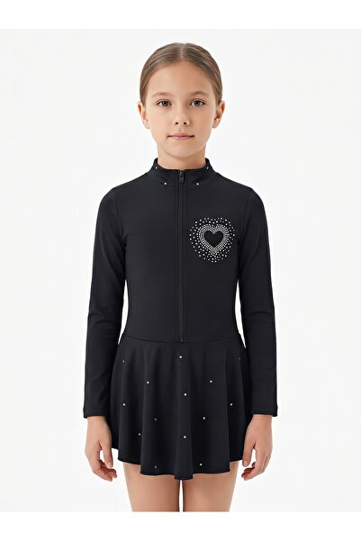 icymove Kalp Taş Detaylı Kız Çocuk Buz Pateni Elbisesi