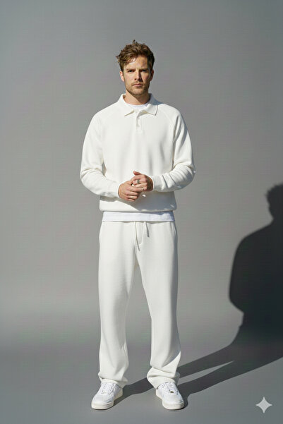 ALİ.COM طقم رياضي O قصة فضفاضة مصنوع من القطن بثلاث خيوط