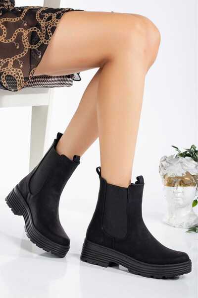 Sena Stil Thick Sole and Non-Slip Winter Elastic Detailed Chelsea Boots