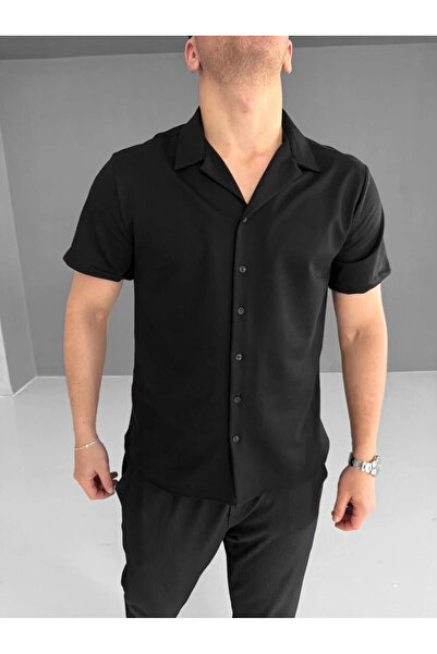 BLACK MODBLACK Two Yarn Fabric Shirt - Black