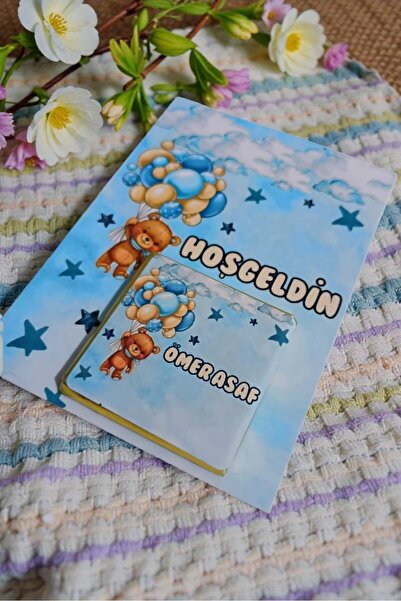 afyoresel 50 Adet Hoşgeldin Kız Erkek Bebek Hediyelik Çikolata Kart Yapım Seti