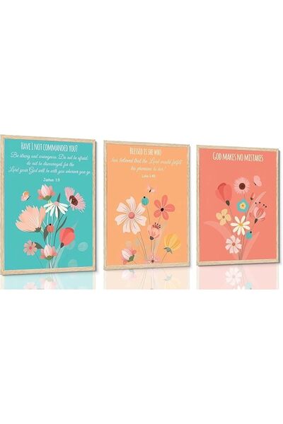 ALAYRA International ثلاث لوحات فنية تجريدية بوهيمية مطبوعة على قماش مع إطار،...