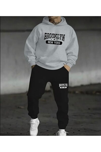 FUFLUNS طقم بدلة رياضية بروكلين مطبوعة للجنسين للنساء/الرجال بغطاء للرأس مقاس...