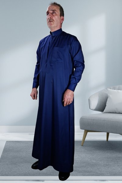 Royal Attire Hajj Umrah Clothing/Button Front Hidden and Long Sleeve Buttoned Pocket/Prayer Robe/Men's Thobe