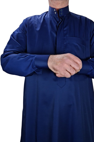 Royal Attire Hajj Umrah Clothing/Button Front Hidden and Long Sleeve Buttoned Pocket/Prayer Robe/Men's Thobe