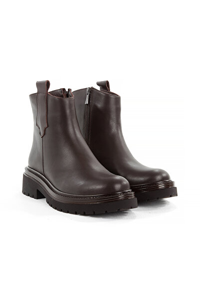 Rella Shoes Zipper Detailed Genuine Leather Brown Skin Casual Stylish Comfort...