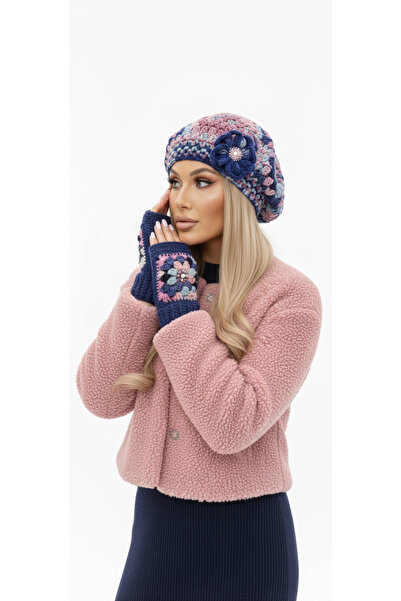 drt tasarım Pembe Navi Artisan Fransız Ressam Bere Eldiven Set