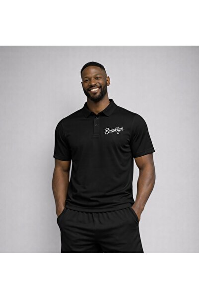 NOFLEN Ανδρικό μπλουζάκι με στάμπα Elyazı Brooklyn και λαιμόκοψη πόλο