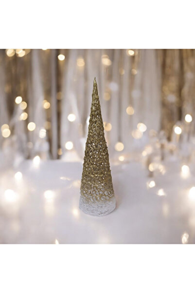 ASY Şık Görünümlü Gold beyaz kontrastlı Dekoratif yılbaşı çam ağacı 36cm.