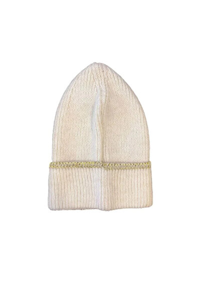 BLACK MODBLACK Women's Woven Silvery Knitted Beanie - White