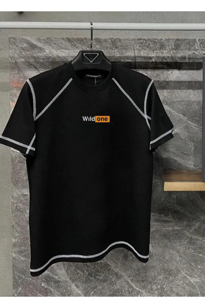 BLACK MODBLACK Unisex Stitched Printed Oversize T-Shirt - Black