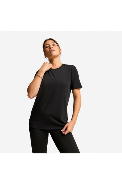 Decathlon Domyos Kadın Kısa Kollu Spor Tişörtü - Siyah