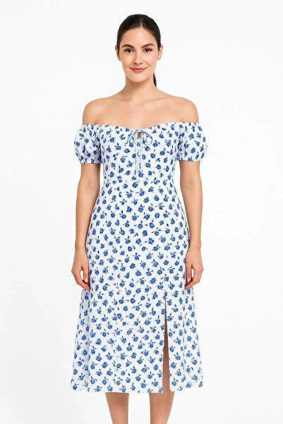 BLACK MODBLACK Bardot Off-Shoulder Floral Print Dress - Printed