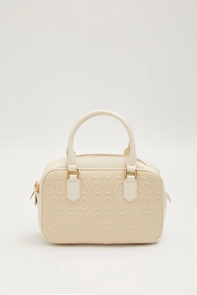 Levidor Embossed Printed Women's Medium Size Daily Hand and Shoulder Bag Cream