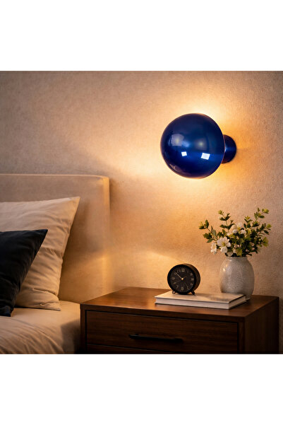 MOİRA Dekor,Fungal G/9 Single Wall Sconce,Diameter16Cm,Glossy Navy Blue Ambia...