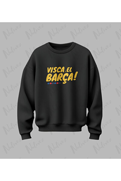 Nulivez Barca Design Printed High Quality Unisex Oversized O Neck Sweatshirt