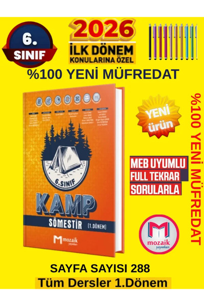 Mozaik Yayınları 2025-2026 6.Sınıf Maarif Yeni Müfredat Kamp Sömestır (Tüm De...