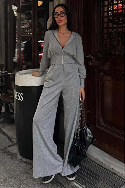 Lijuri Double Sports Suit with Top Hoodie and Pants with Elastic Band 10290 R2-K-K4