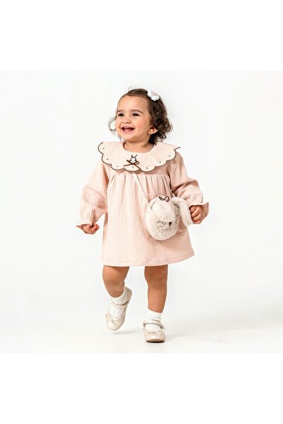 Generic Brand Muslin Dress & Rabbit Bag Set – Powder