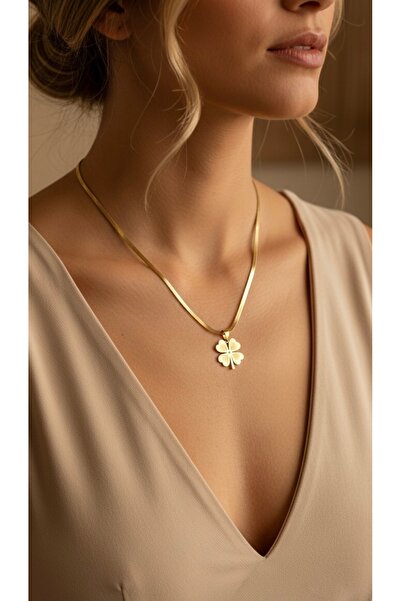 İNN JEWELLERY 316L Steel Necklace Tarnish-Free Antiallergic with Clover Figure (2 Years Importer Warranty)