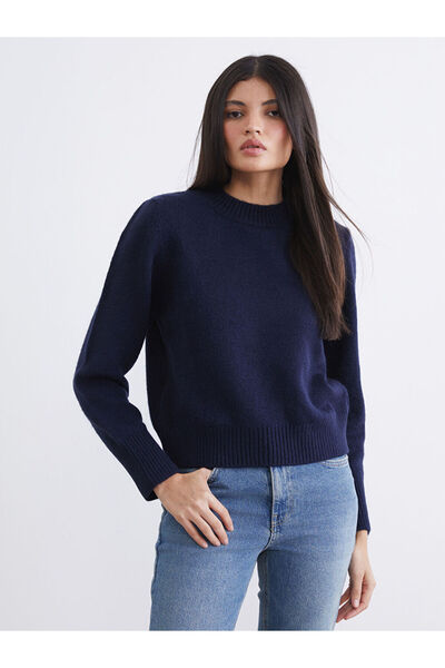 LC Waikiki Navy Blue Crew Neck Women's Knitwear Sweater