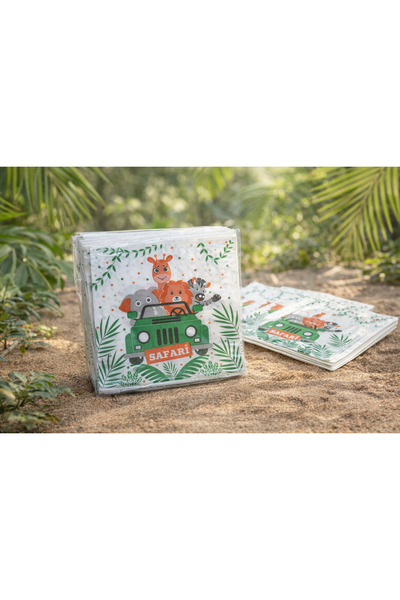 MERİ PARTİ Safari Temalı Hayvanlı Parti Peçetesi – 16 Adet Jungle Safari Doğu...