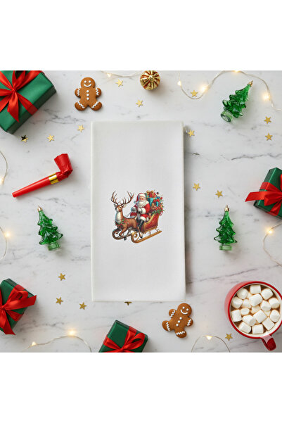 VENORA Sevimli Geyik ve Noel Baba Sunum Peçetesi – Yılbaşı Sofraları & Yeni Y...