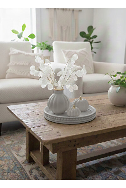 ELASİBEL HOME Minimal dekoratif gri vazo, kabak set çocuk odası vazo biblo sa...