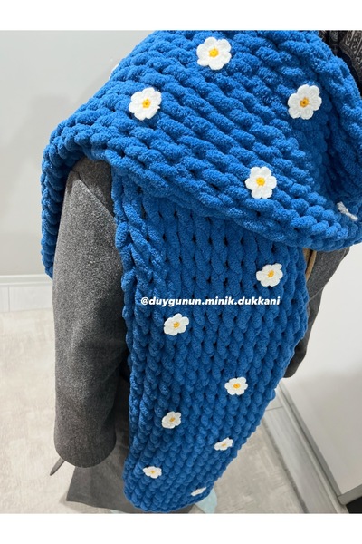 DUYGUNUN DÜKKANI Papatya motifli puffy atkı şal