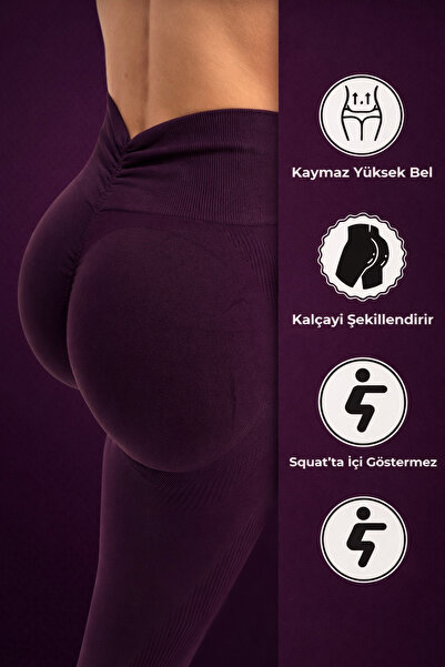 Softly Büzgülü Siyah Seamless Tayt