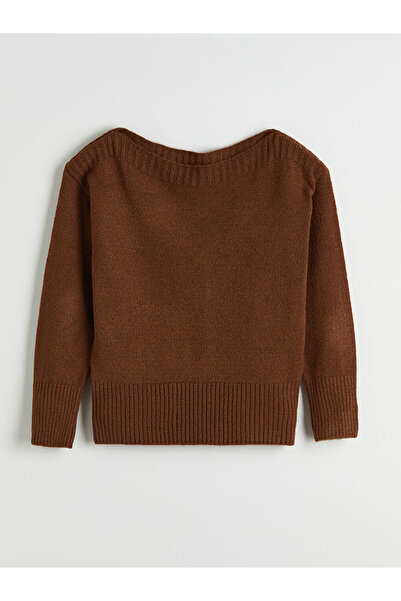 LC Waikiki Brown Boat Neck Women's Knitwear Sweater