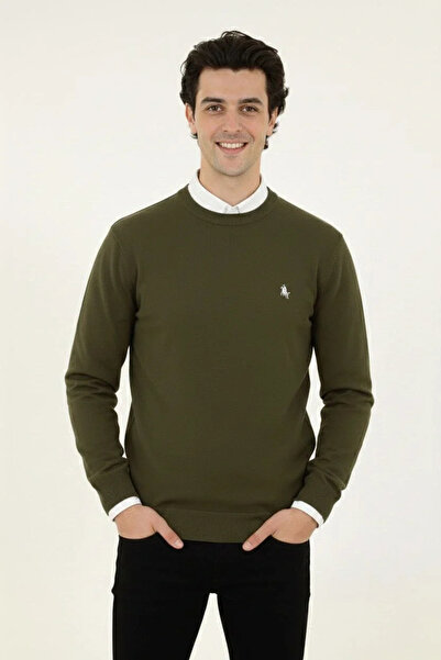 BLACK MODBLACK Men's Circular Neck Embroidered Knitwear Sweater, Soft Texture...