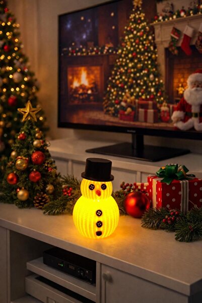 Snowman with Hat Battery Operated Candle Christmas Decor Object Home Decoration Gift Alternative