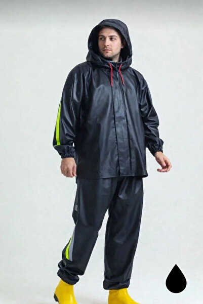 BLACK MODBLACK Men's Hat Hooded Waterproof Raincoat Set with Reflectors Motorcycle Clothing Water and Rainproof