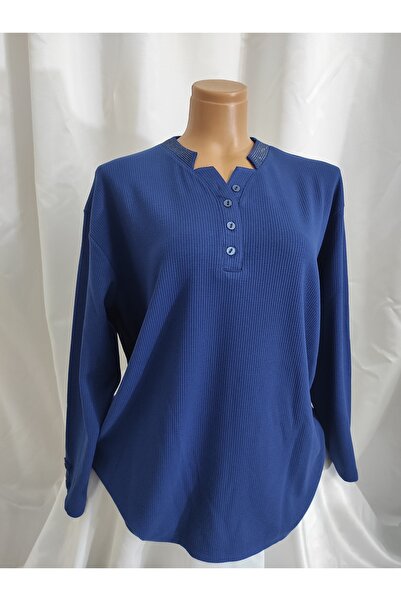 DİLEĞİM BUTİK BÜYÜK BEDEN V YAKA YUMUŞAK ESNEK TRİKO BLUZ