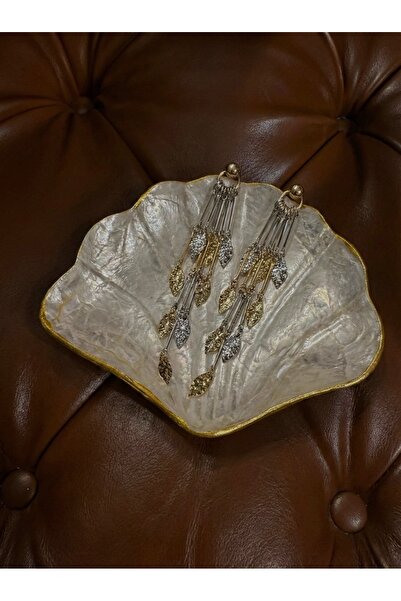 PALICE أقراط متدلية ذات ملمس ذهبي وفضي بلونين