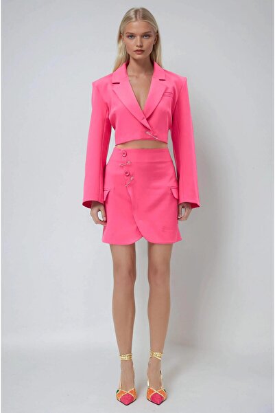 Lijuri Accessory Detailed Crop Jacket and Skirt Set 10285 R3-C-K4